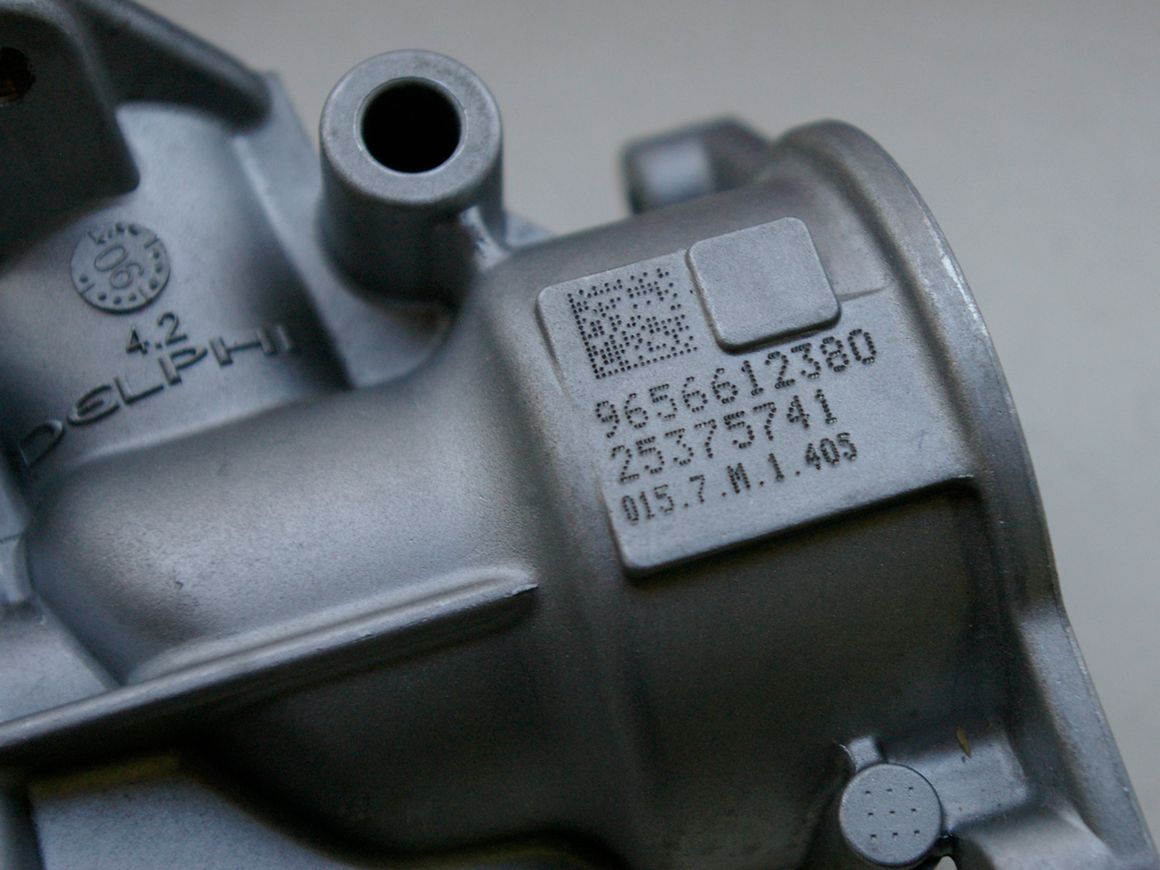 Nadelprägen einer DataMatrix auf Aluminium