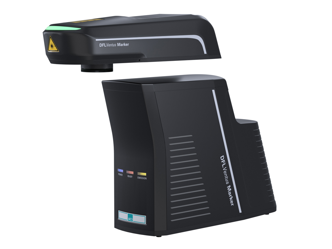 Faserlaser DFLVentus Marker Business Standard Der Faserlaser DFLVentus Marker Business eignet sich für anspruchsvolle Applikationen mit variabler Pulsbreite (MOPA Laser).