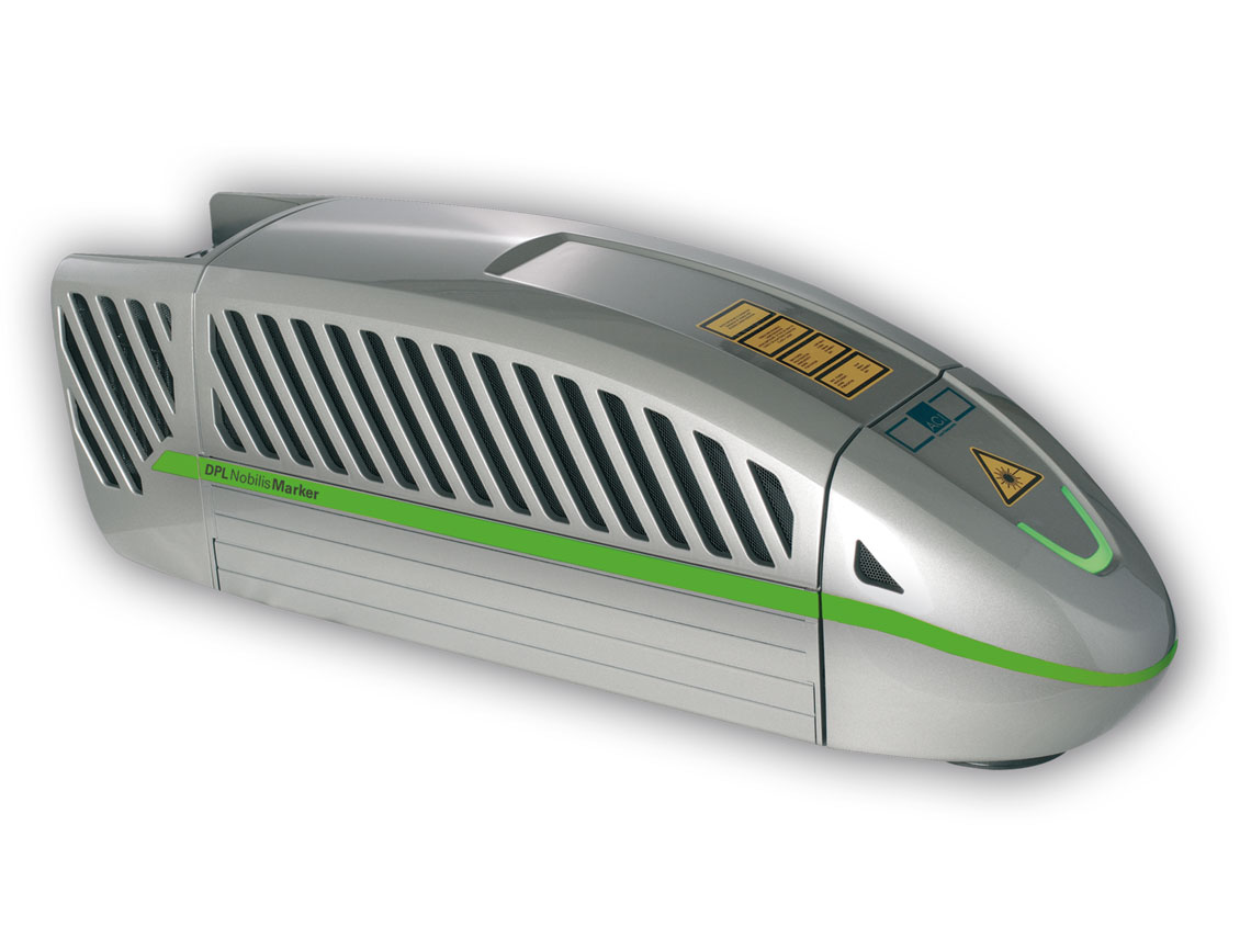 Grâce au diamètre plus petit du faisceau laser, le laser vert DPLNobilis Marker Business permet de réaliser des marquages très fins