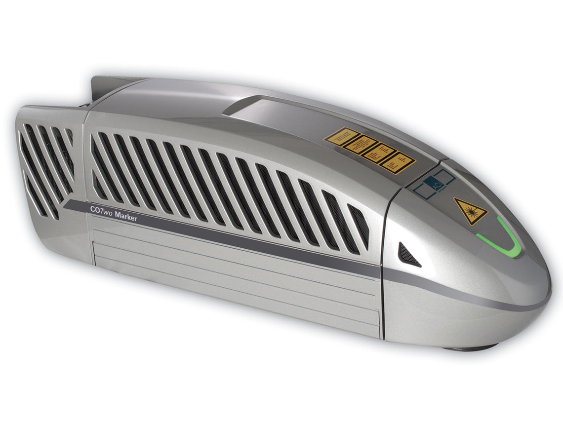 Der Co2 Laser COTwo Marker ist besonders geeignet für die Bearbeitung von Kunststoffen, Glas, Holz oder Leder.